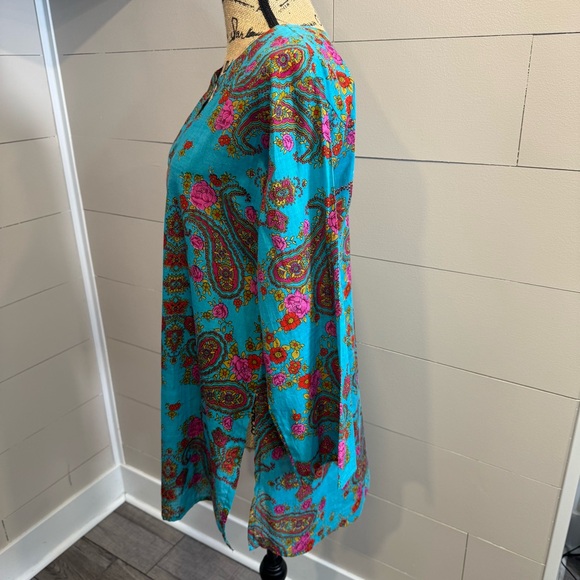 Vibrant Colorful Floral Paisley Tunic Top - Cover -up - Large - Picture 2 of 7